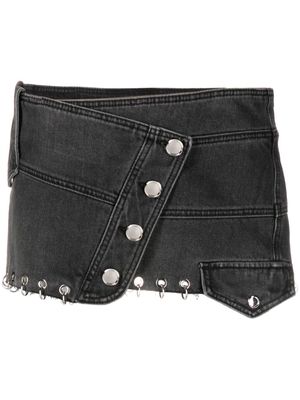 PINKO rings-detailed denim miniskirt - Black