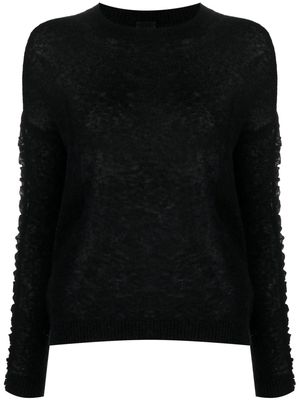 PINKO ruched-detail round-neck jumper - Black
