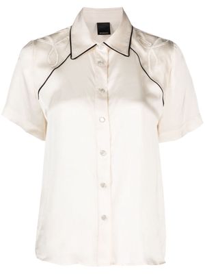 PINKO satin embroidered shirt - Neutrals