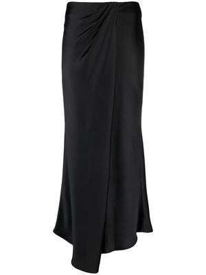 PINKO satin-finish asymmetric maxi skirt - Black