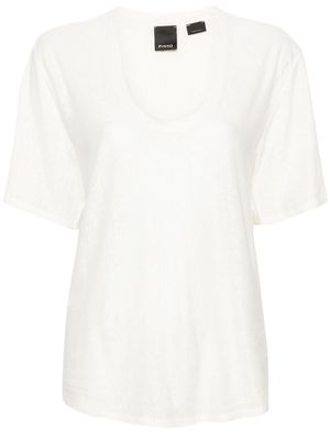 PINKO scoop-neck linen T-shirt - White