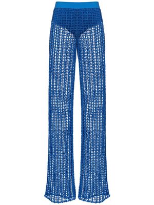 PINKO semi-sheer open-knit trousers - Blue