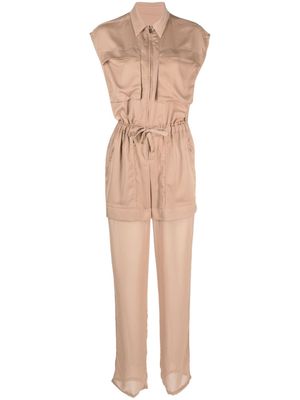 PINKO semi-sheer panelled sleeveless jumpsuit - Brown
