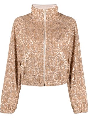 PINKO sequin-embellished high-neck jacket - Neutrals
