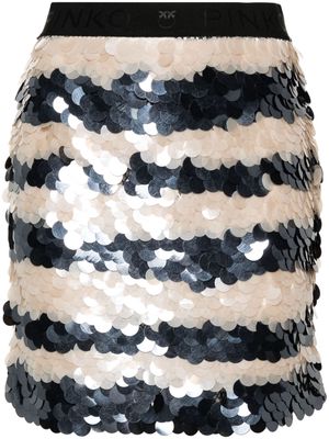 PINKO sequin-embellished striped skirt - Neutrals