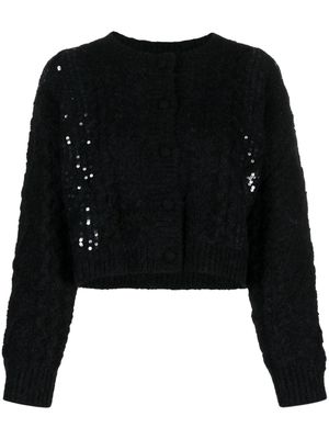 PINKO sequinned ribbed-knit cardigan - Black