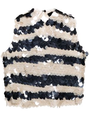 PINKO striped sequinned tank top - Neutrals