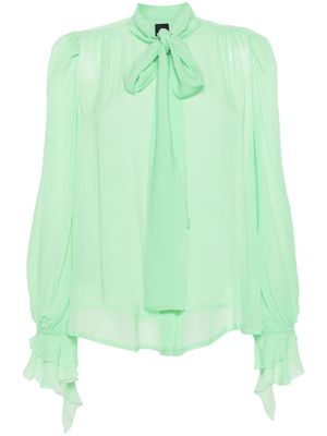 PINKO tied-neck georgette-crepe shirt - Green