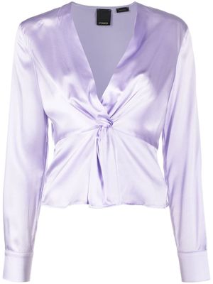 PINKO twist-front silk blouse - Purple