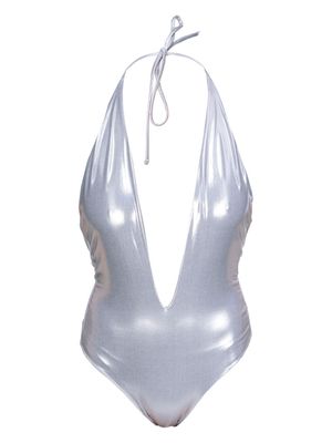 PINKO V-neck metallic swimsuit - Silver