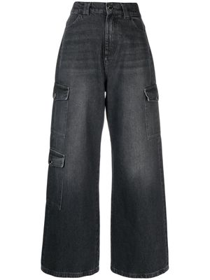 PINKO wide-leg denim cargo jeans - Black