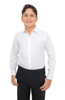 PinoPorte Kids' Kalen Solid Cotton Dress Shirt in White