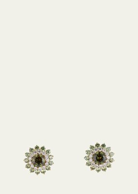 Pinpoint Stud Earrings with Diamonds and Garnets