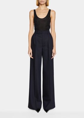 Pinstripe Flared Suiting Trousers