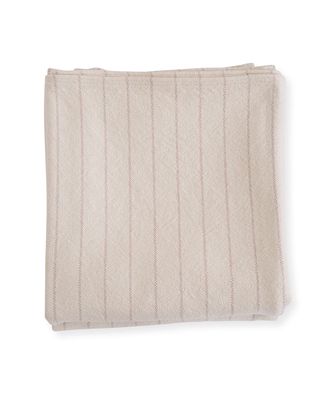 Pinstripe Herringbone Cotton Blanket, Blush