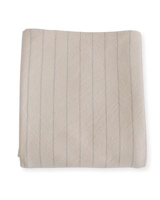 Pinstripe Herringbone Cotton Blanket, Classic Gray