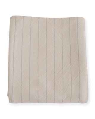 Pinstripe Herringbone Cotton King Blanket, Classic Gray