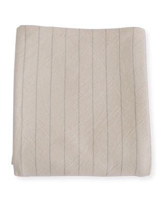 Pinstripe Herringbone Cotton Twin Blanket, Classic Gray