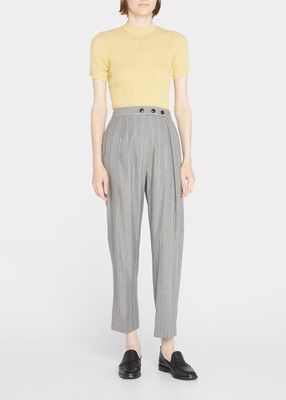 Pinstripe Tapered-Leg Ankle Trousers