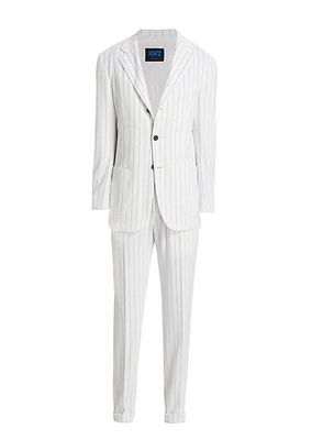 Pinstriped Cotton-Blend Three-Button Suit