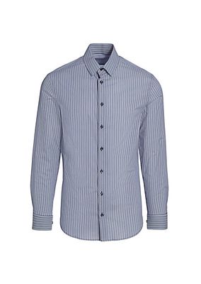 Pinstriped Cotton Button-Front Shirt