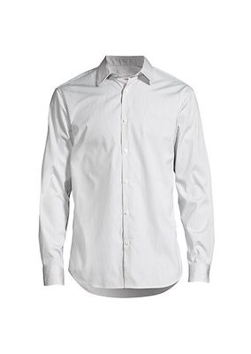 Pinstriped Poplin Button-Front Shirt