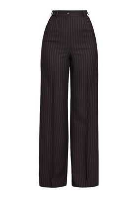 Pinstriped Wool Trousers