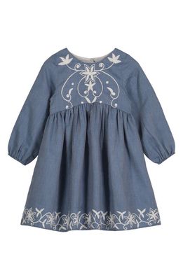 Pippa & Julie Embroidered Chambray A-Line Dress in Blue