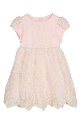 Pippa & Julie Floral Lace Overlay Dress in Pink