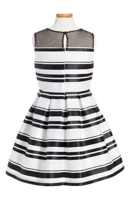 Pippa & Julie Illusion Yoke Stripe Dress in Black/White