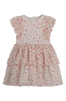 Pippa & Julie Kids' Floral Print Tiered Dress in Blush