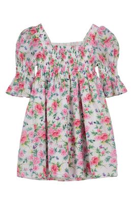 Pippa & Julie Kids' Floral Smocked Cotton Dress in Pink