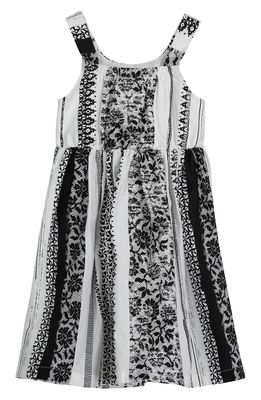 Pippa & Julie Kids' Tie Front Sleeveless Dress in White/Black
