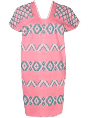 Pippa Holt embroidered-design short-sleeve dress - Pink