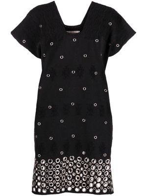 Pippa Holt eyelet-embellishment short-sleeve mini dress - Black