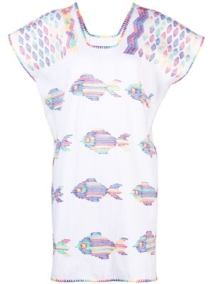 Pippa Holt fish-embroidered beach dress - White