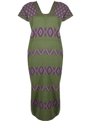 Pippa Holt graphic-print panelled midi dress - Green