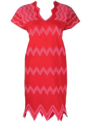 Pippa Holt Red Embroidered Design Short Sleeve Dress - Purple