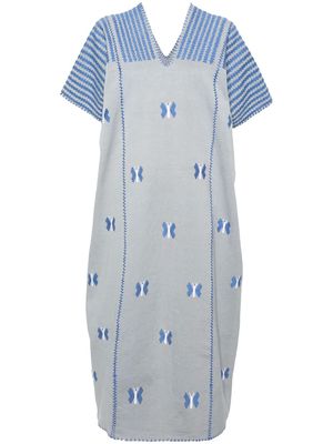 Pippa Holt Three Panel butterfly-embroidered kaftan - Blue