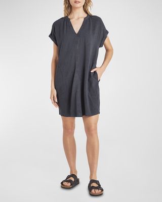 Pippa Short-Sleeve Linen-Blend Mini Dress