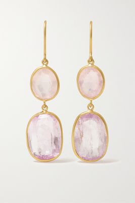 Pippa Small - 18-karat Gold, Kunzite And Rose Quartz Earrings - Purple