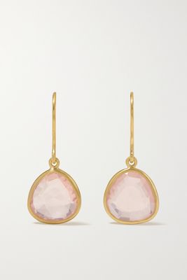 Pippa Small - 18-karat Gold Rose Quartz Earrings - Pink