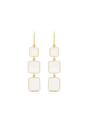 PIPPA SMALL 18kt yellow gold triple drop moonstone earrings - White