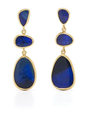 PIPPA SMALL 18kt yellow gold Triple Drop opal earrings - Blue