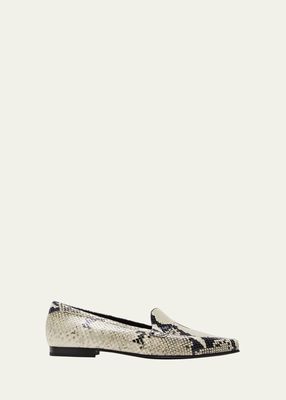 Pippen Snake-Embossed Flat Loafers