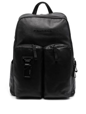 PIQUADRO debossed-logo detail backpack - Black