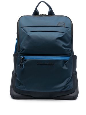 PIQUADRO debossed-logo detail backpack - Blue
