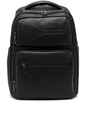 PIQUADRO logo-embossed leather backpack - Black