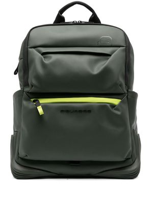 PIQUADRO logo-embossed leather backpack - Green