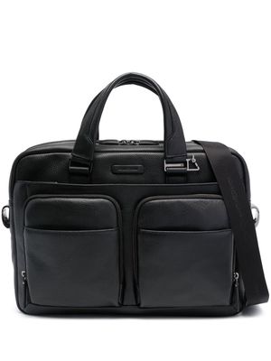 PIQUADRO logo-plaque leather briefcase - Black